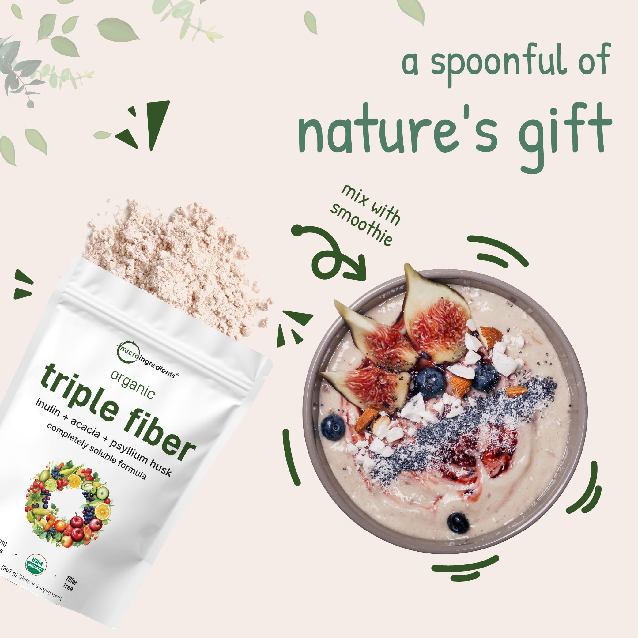 Vegan-friendly organic fiber powder