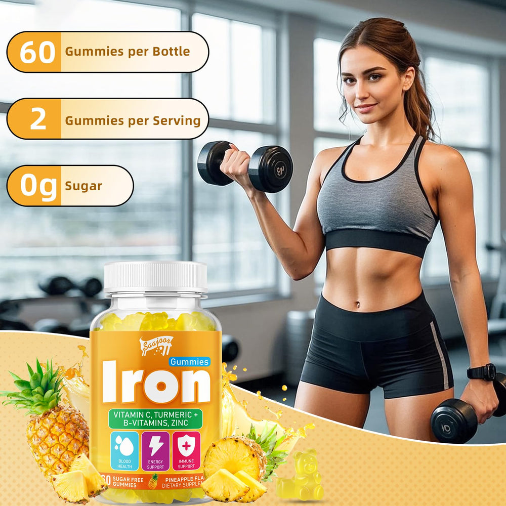 Vegan-friendly iron gummies with natural pineapple flavor