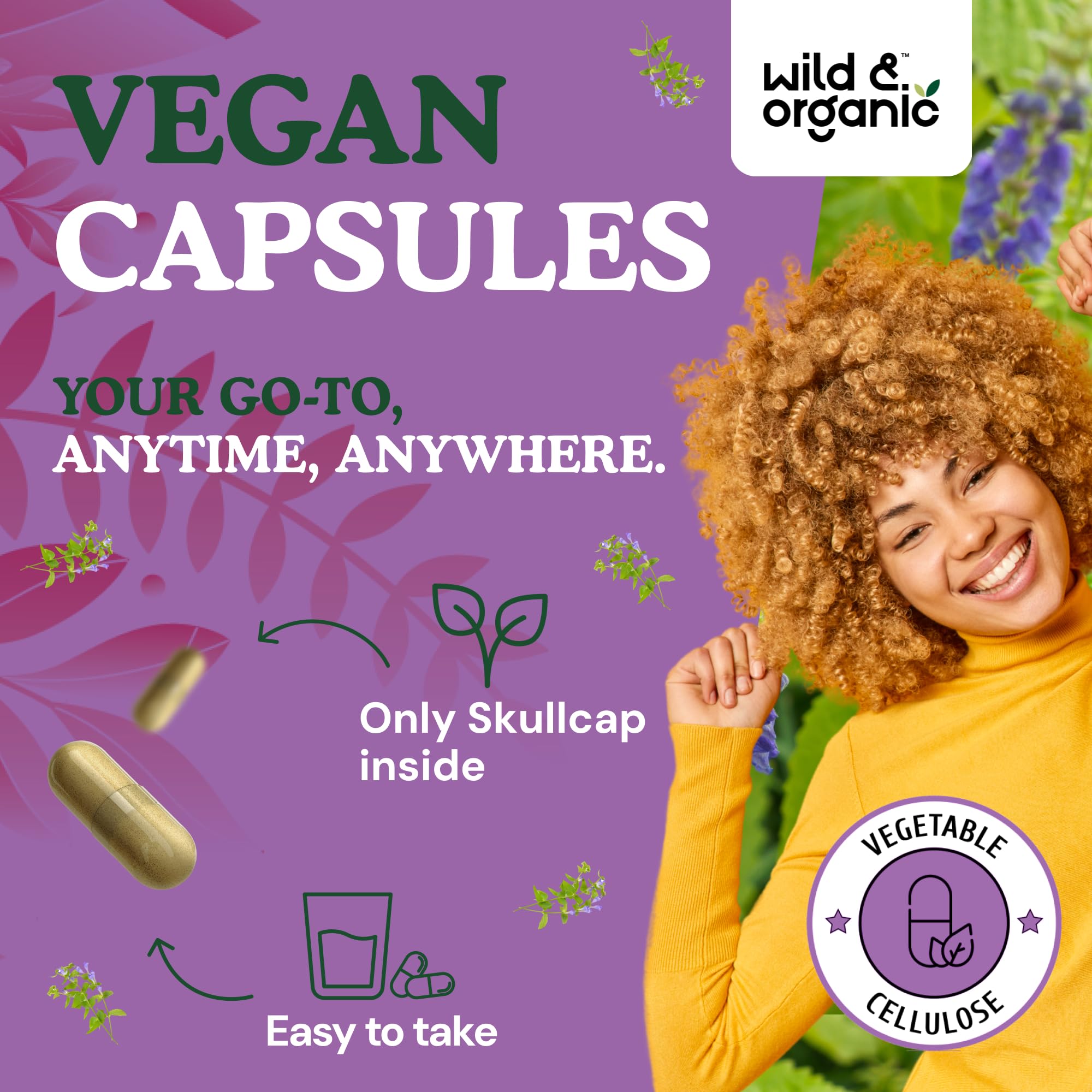 Vegetarian coating in skullcap capsules