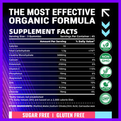 Vegan, gelatin-free, sugar-free creatine monohydrate gummies package
