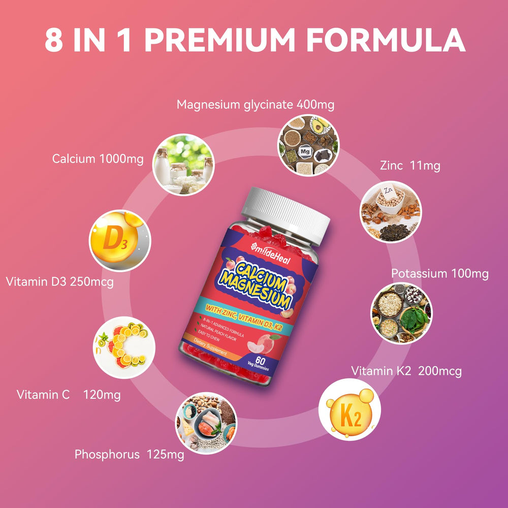 Vegan gluten-free calcium magnesium zinc gummies 120-count bottle