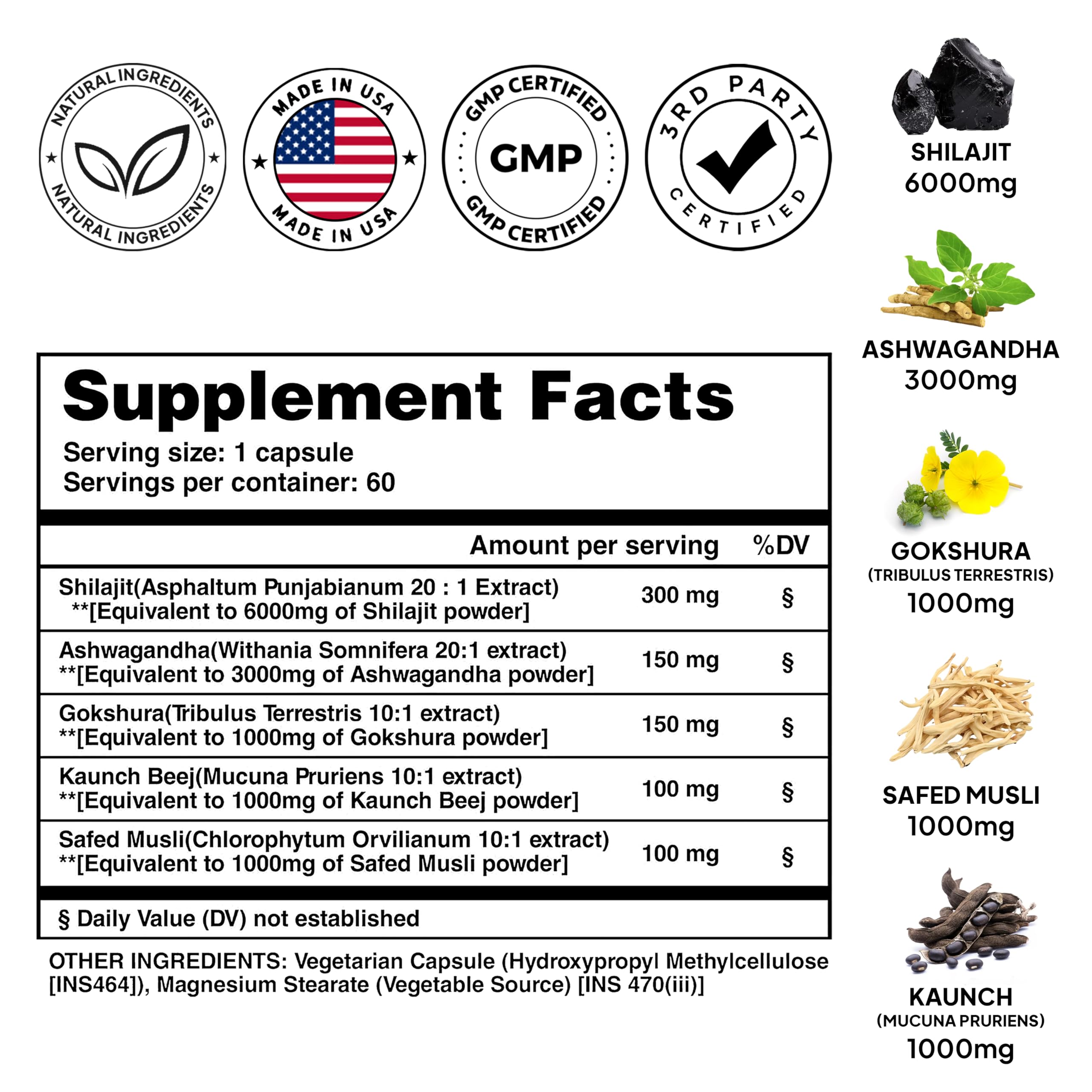 Product label indicating vegan and gluten-free capsules