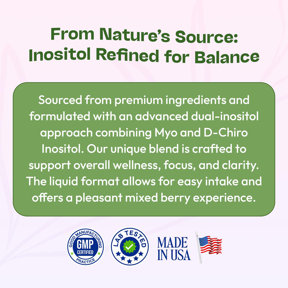 Vegan, gluten-free and dairy-free label on Inositol supplement