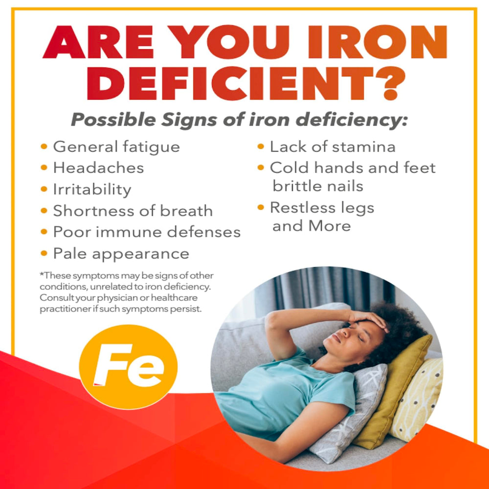 Vegan and gluten-free iron supplement label