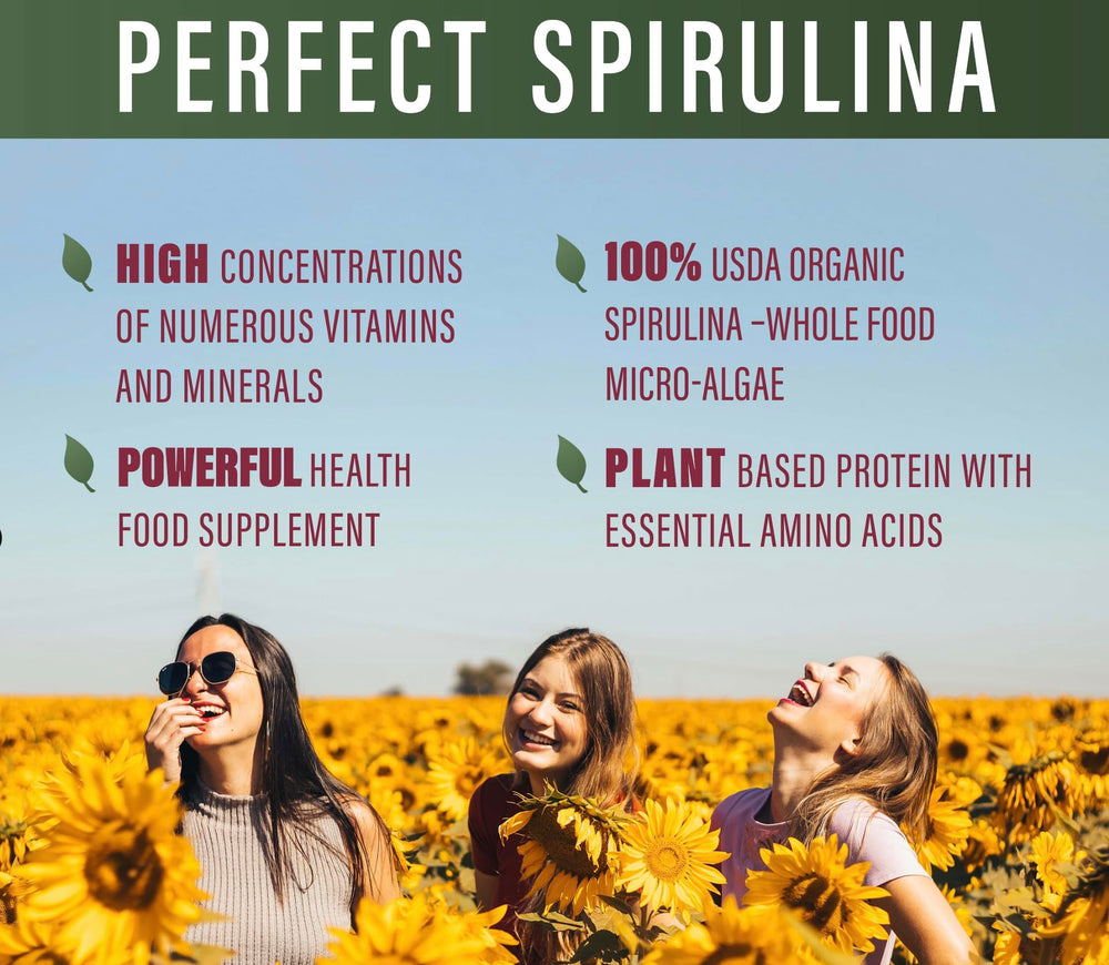 Vegan, gluten-free, non-GMO spirulina capsules