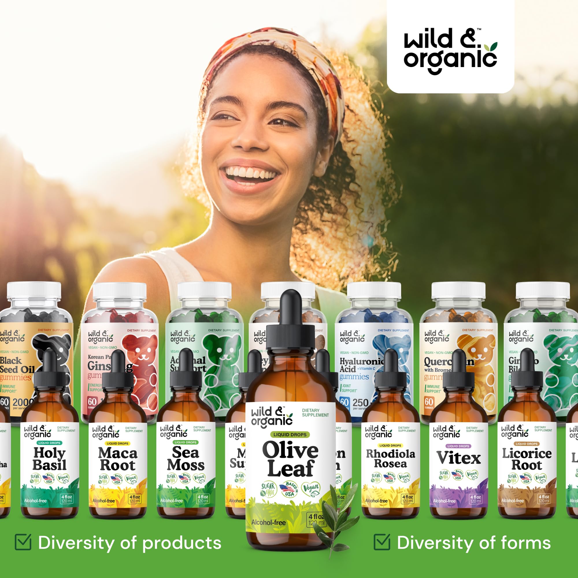 Vegan and GMO-free icons for olive leaf supplement
