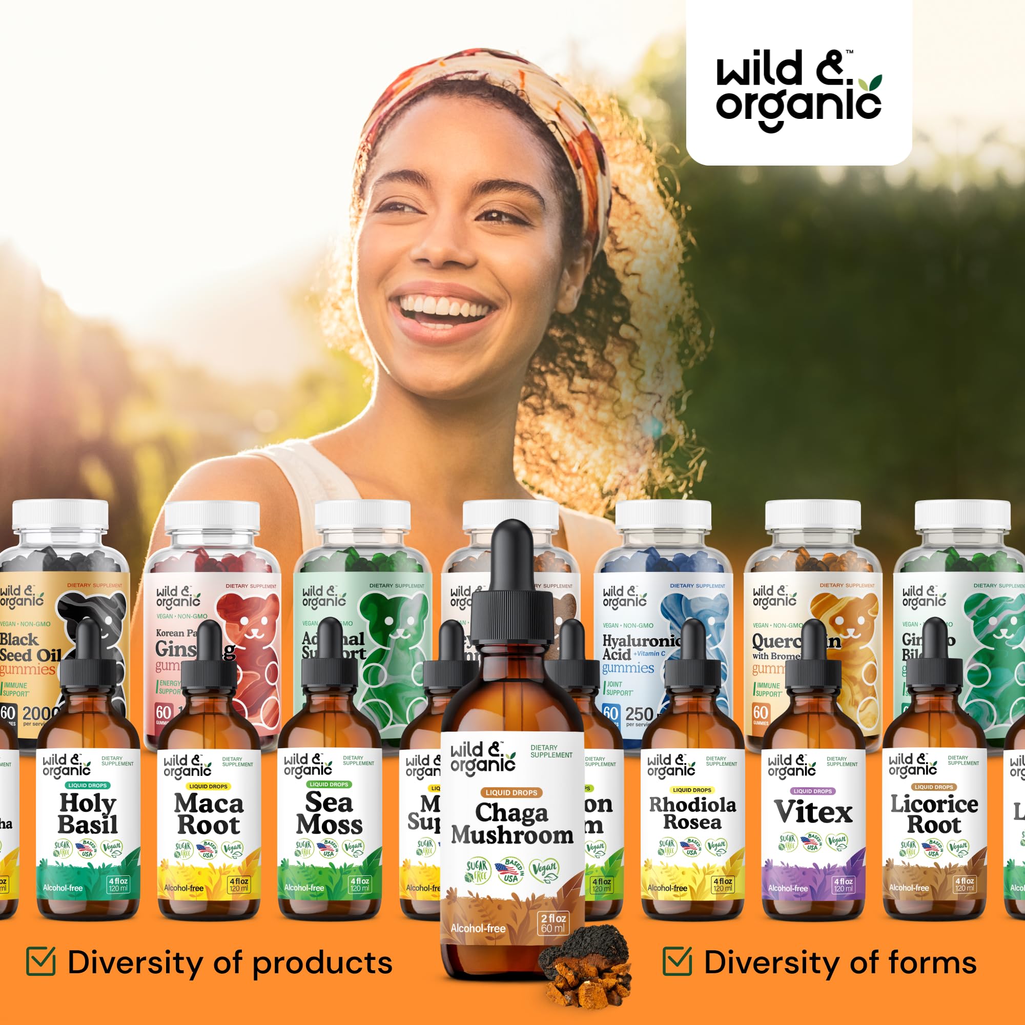 Vegan, GMO-free ingredients list for chaga tincture