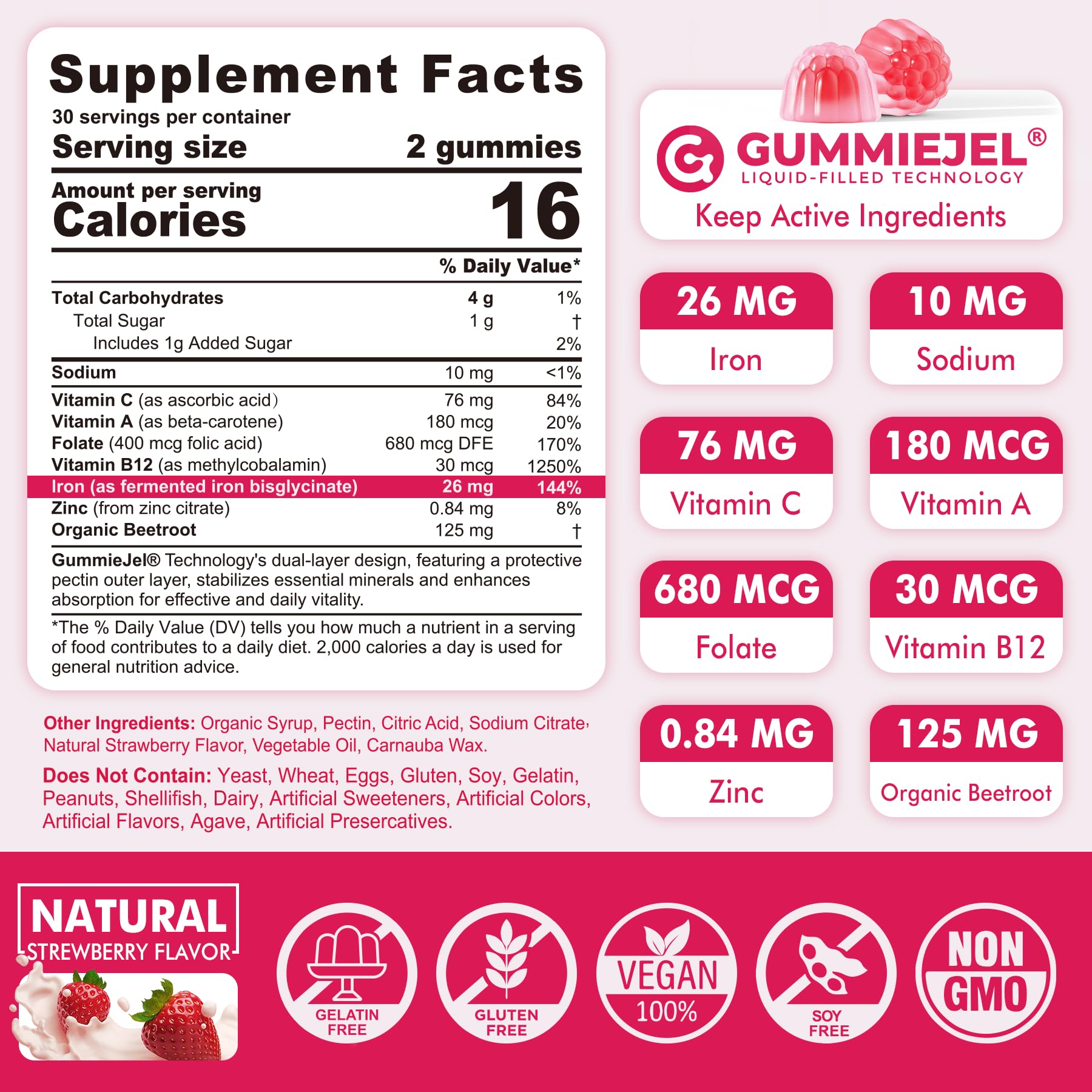 Two-pack vegan iron gummies packaging