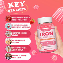 Front view of vegan iron gummies bottle