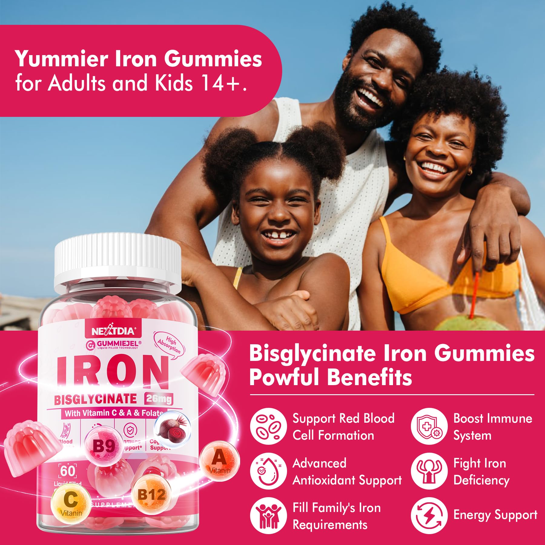 Vegan, non-GMO ingredients for iron gummies