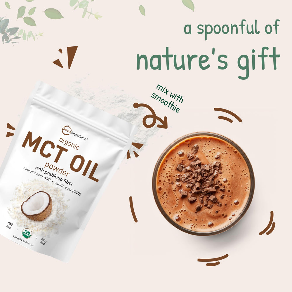 Vegan, keto-approved Organic MCT powder packaging