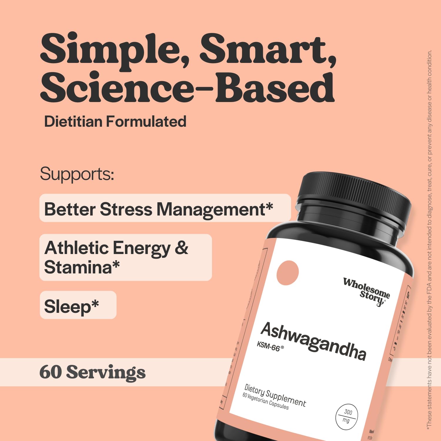 Label showing 300mg Ashwagandha per capsule