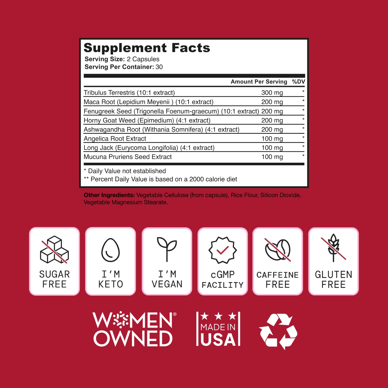 Vegan, non-GMO libido booster bottle