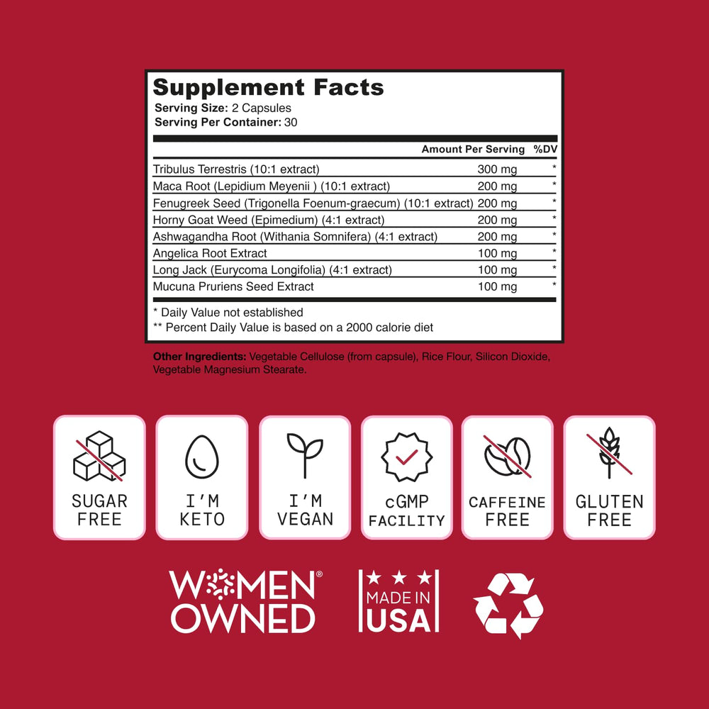 Vegan, non-GMO libido booster bottle