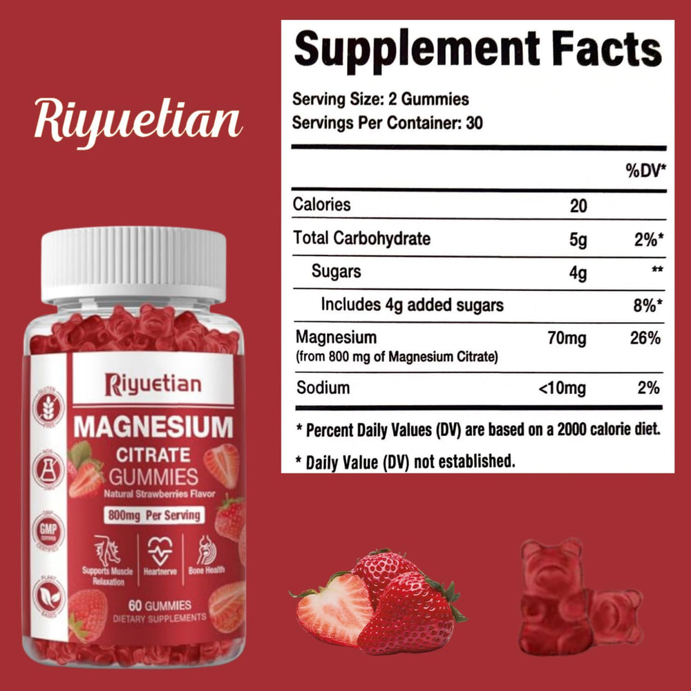 Vegan magnesium citrate gummies with berry flavor illustration