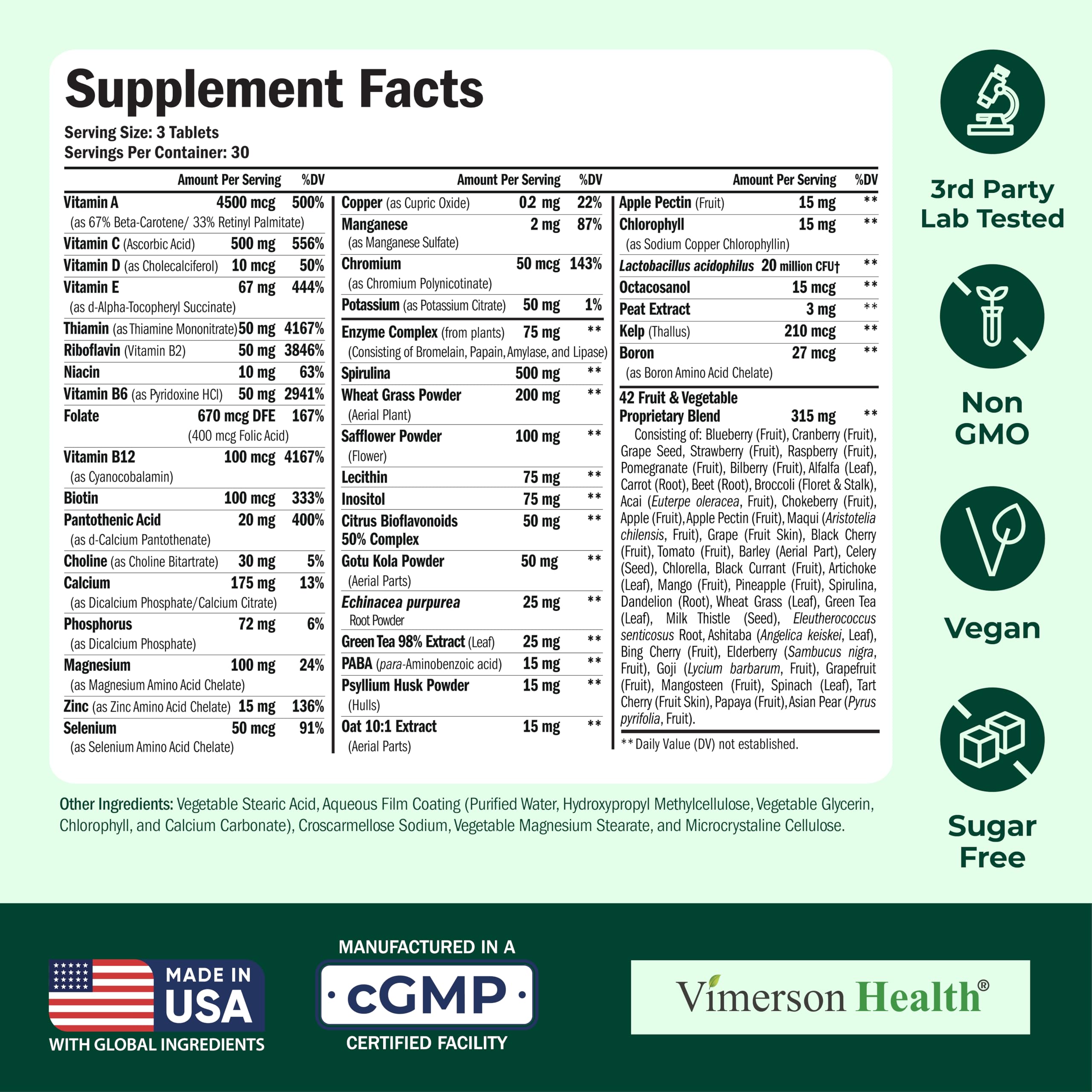 D3, Vitamin C, and Zinc supporting immune health in vegan multivitamin