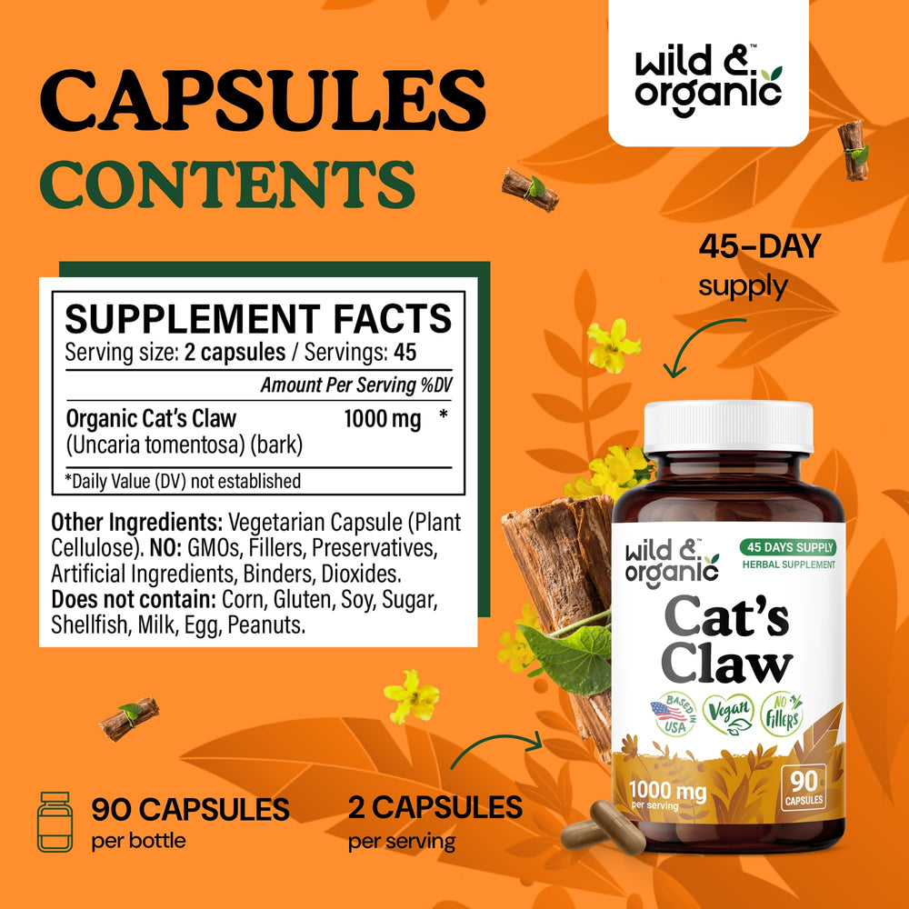 Vegan, non-GMO cat's claw capsules