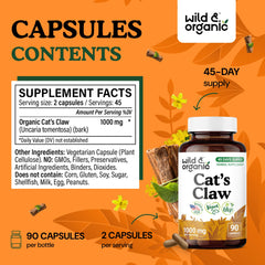 Vegan, non-GMO cat's claw capsules