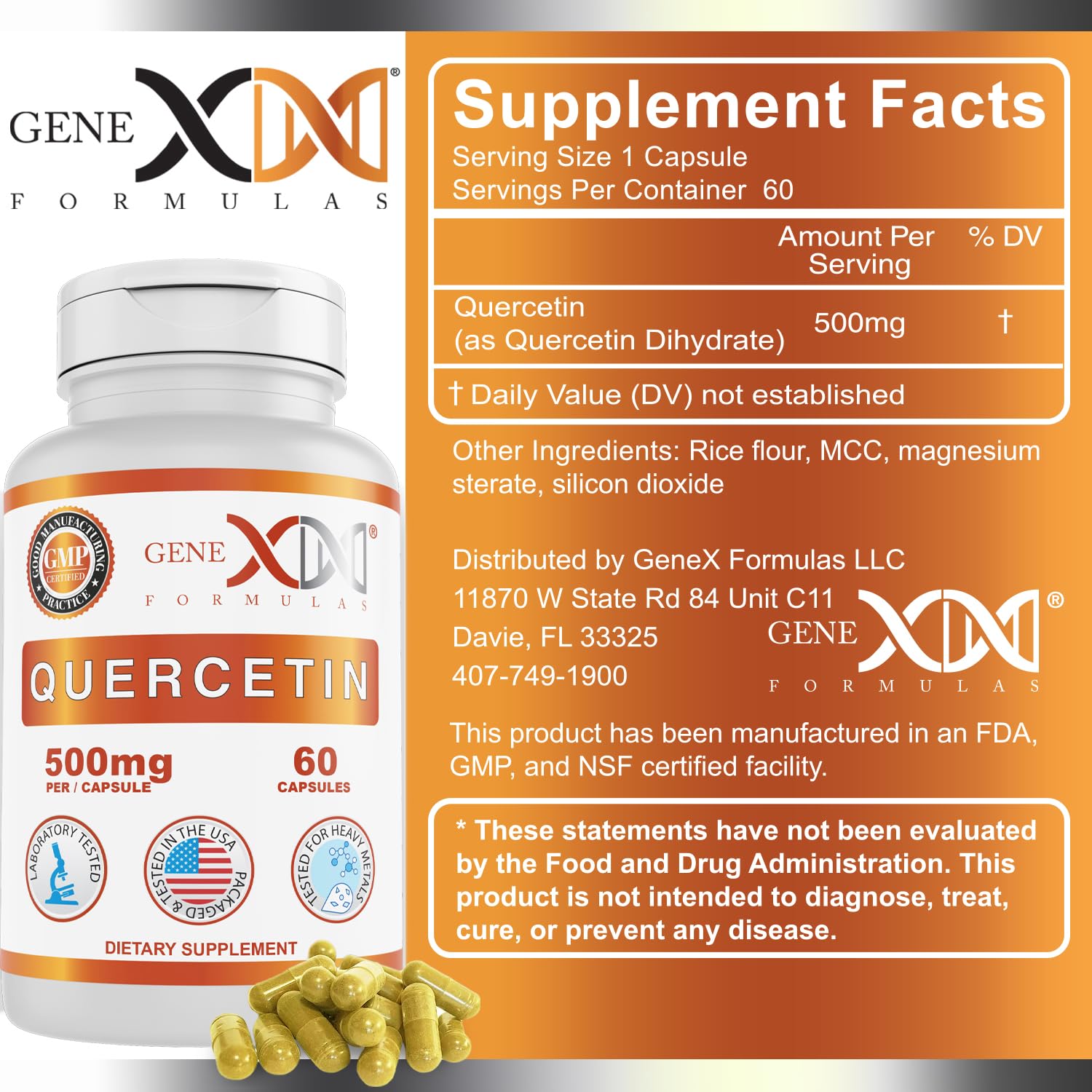 Vegan, Non-GMO, Gluten-Free Quercetin capsules