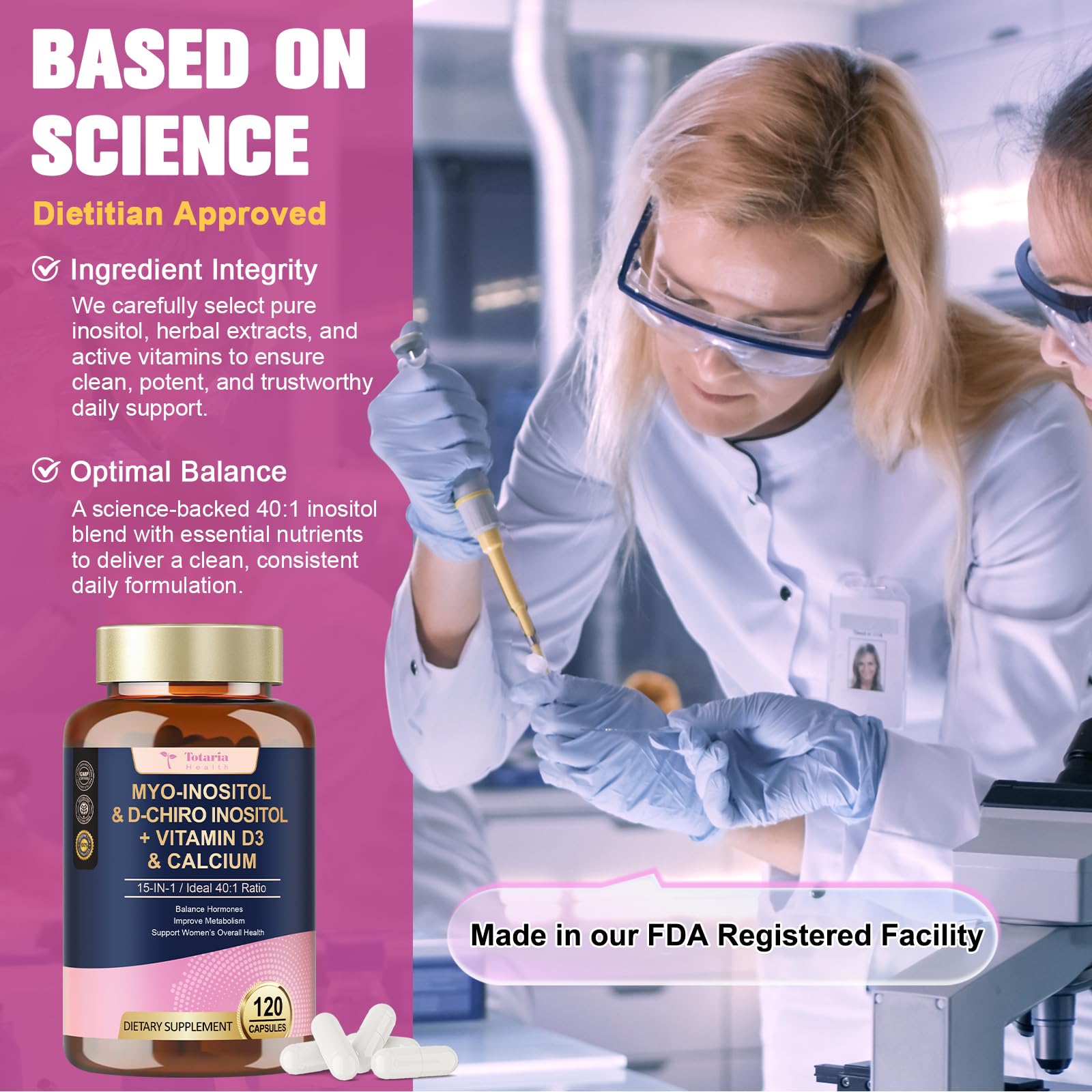 Vegan, non-GMO, gluten-free, dairy-free capsules.