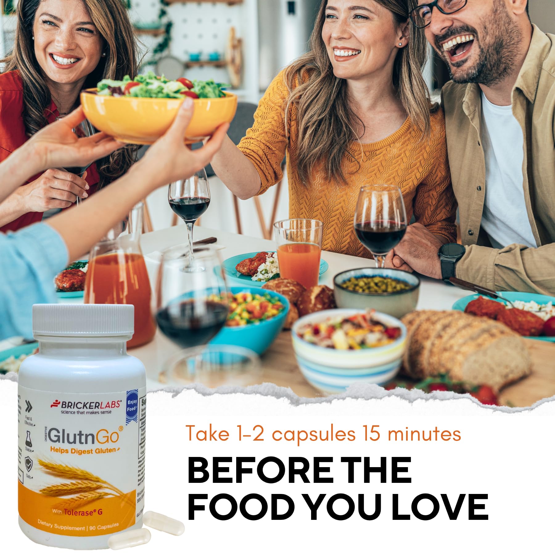 Vegan, non-GMO gluten-free digestive supplement label