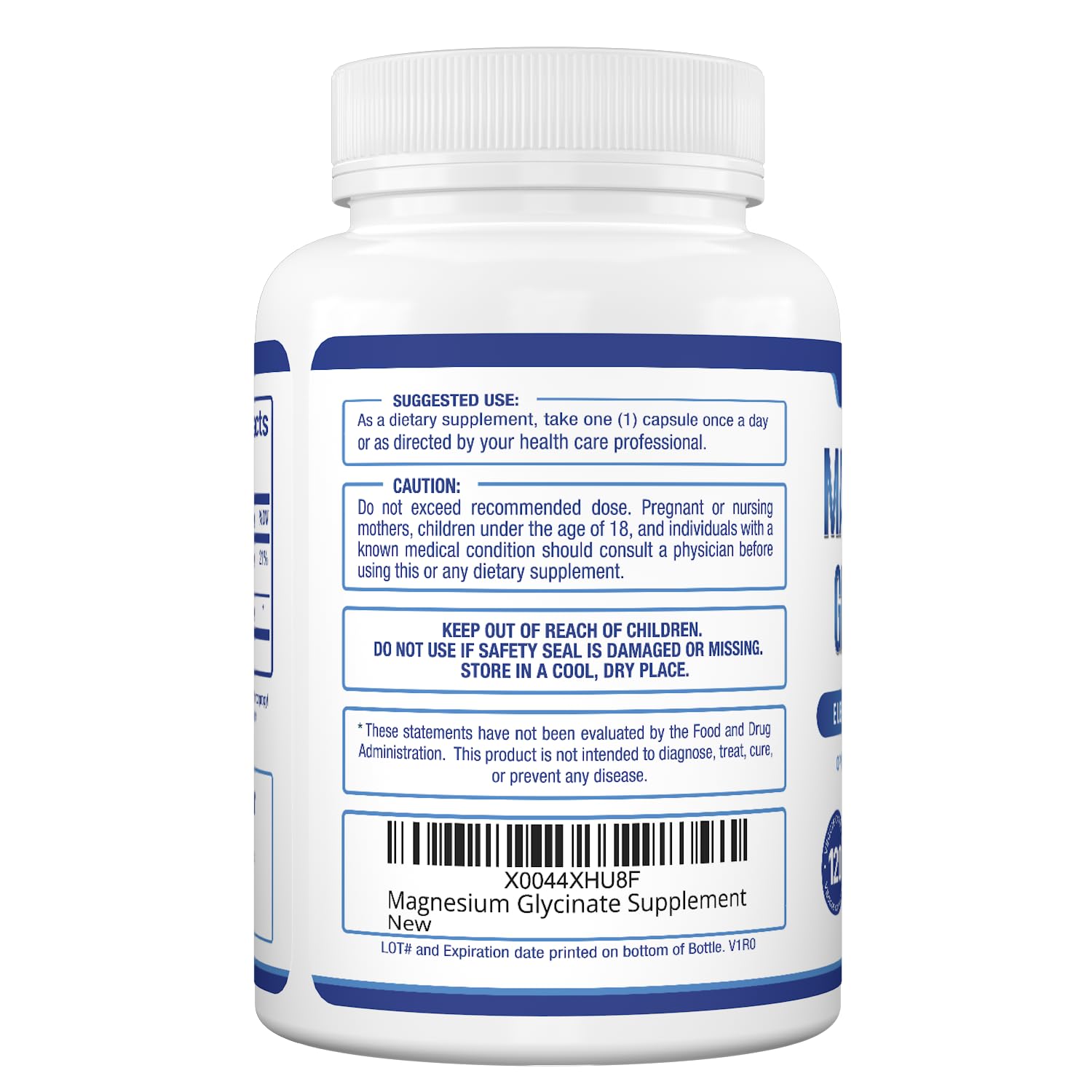 Vegan, non-GMO, gluten-free magnesium glycinate capsules