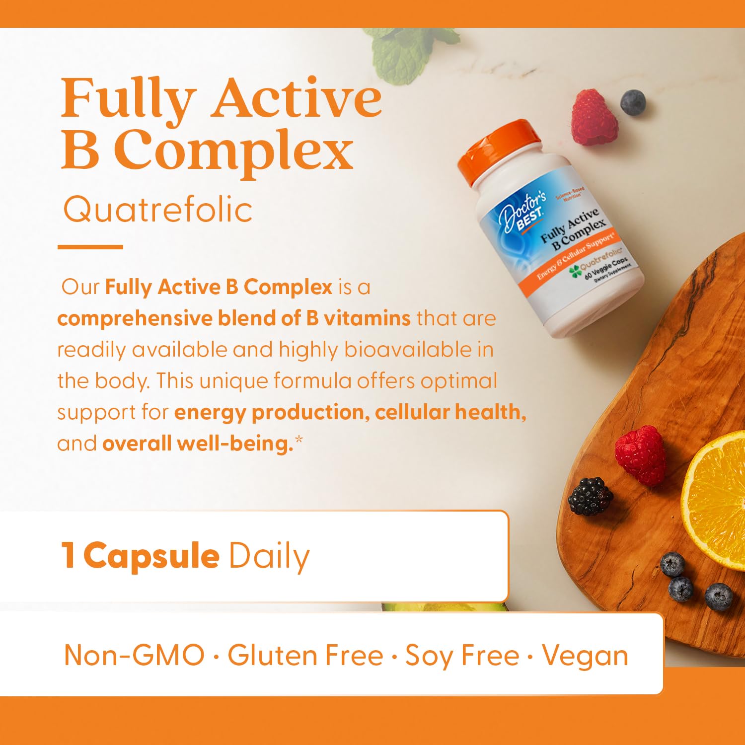 Vegan, non-GMO, gluten-free and soy-free B complex supplement