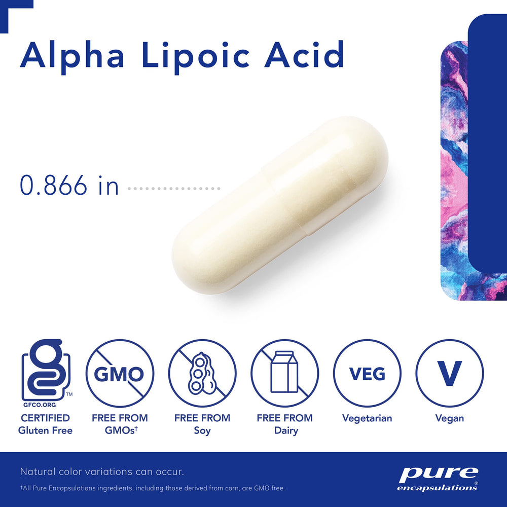 Vegan and Non-GMO label for alpha-lipoic acid supplement
