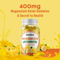 Label highlighting vegan, gluten-free, non-GMO magnesium oxide gummies