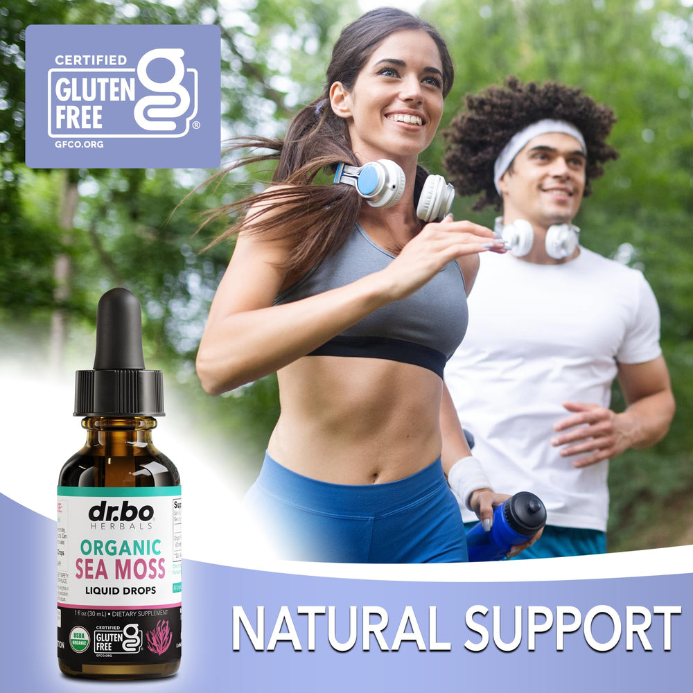 Vegan non-GMO organic sea moss drops label