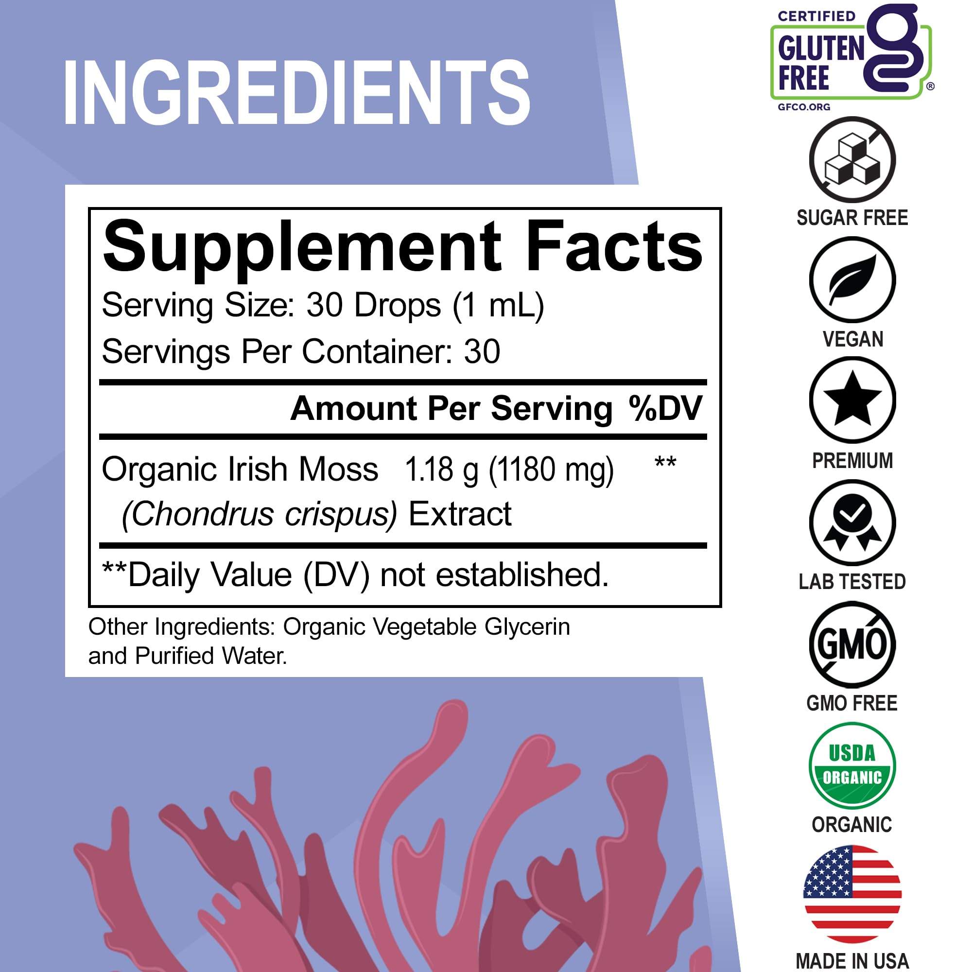 Vegan Non-GMO sea moss liquid drops product