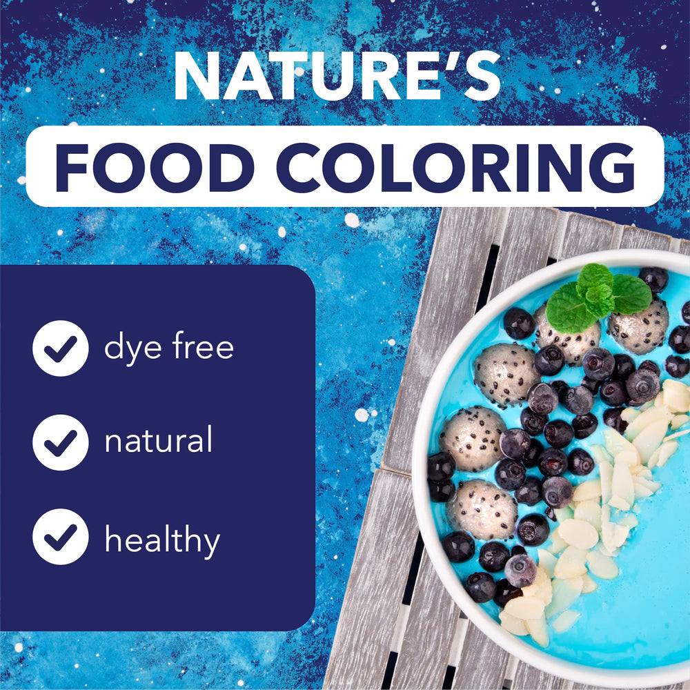 Vegan and Non-GMO blue spirulina powder label