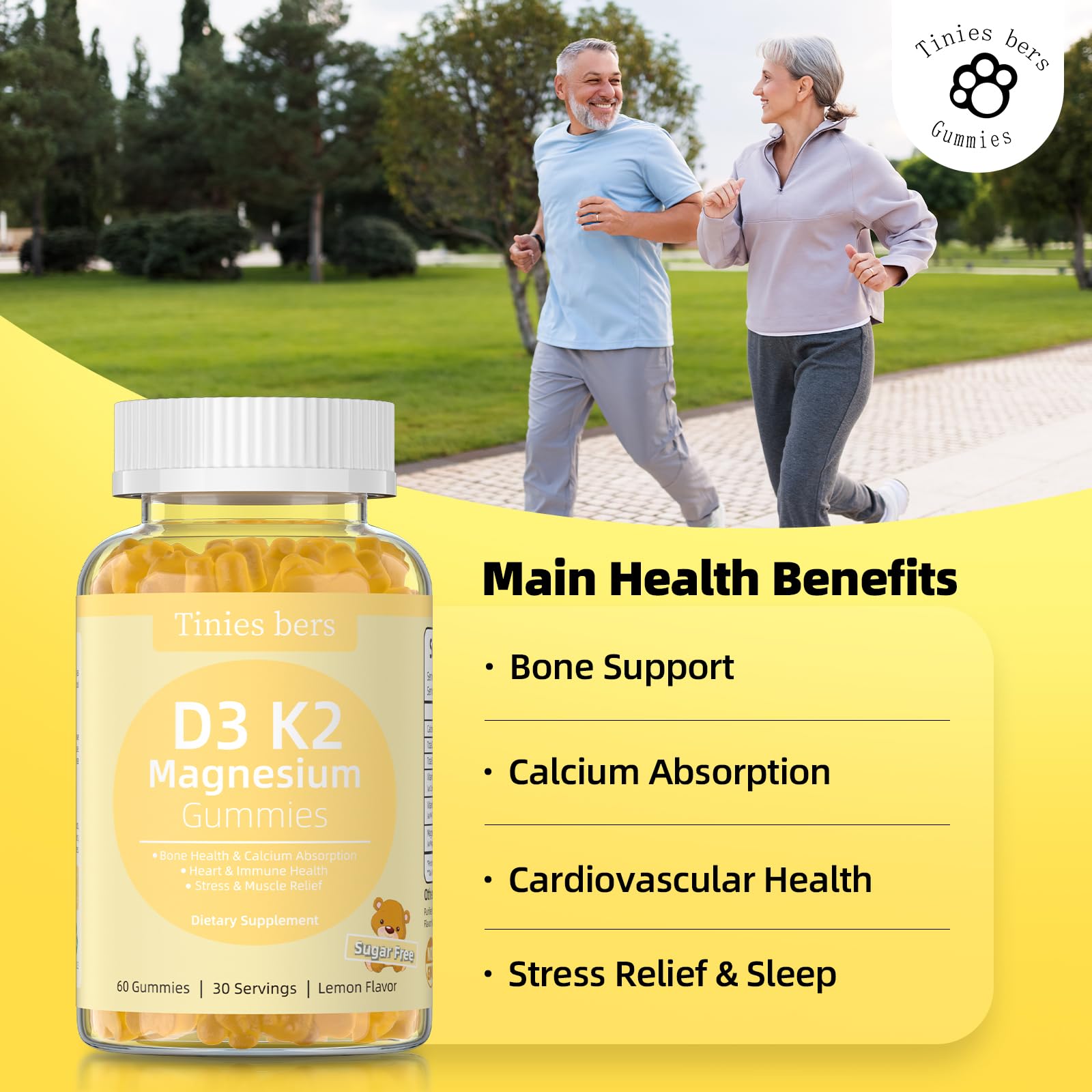 Vegan, non-GMO, sugar-free magnesium glycinate gummies 60 count