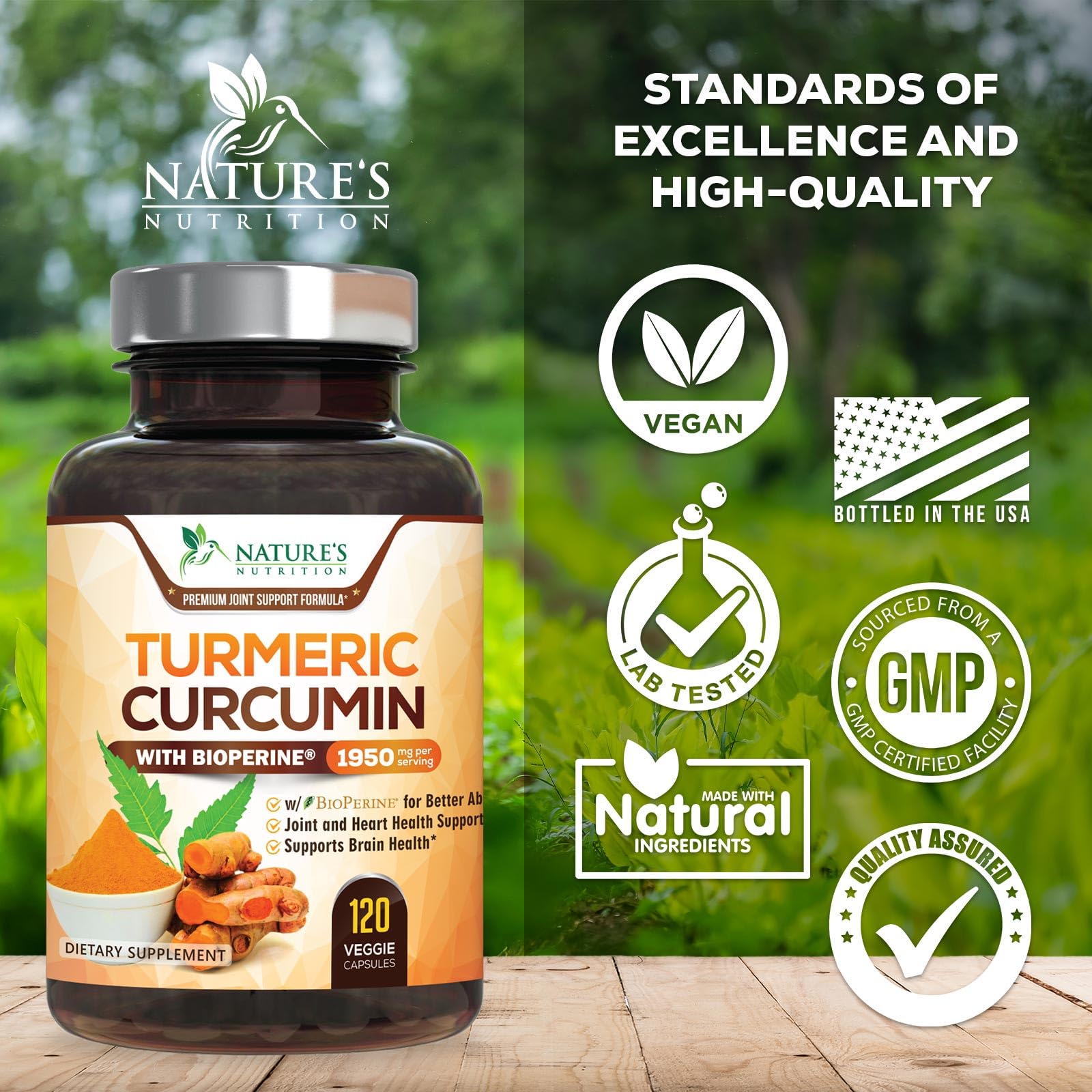 Vegan, non-GMO turmeric capsules