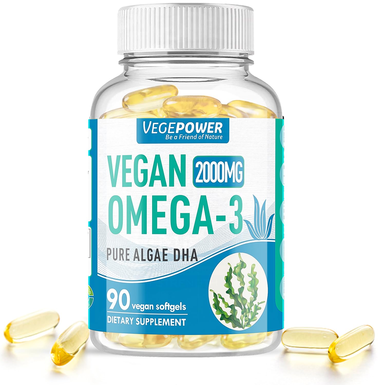 Vegepower Vegan Omega-3 Algae DHA softgel bottle