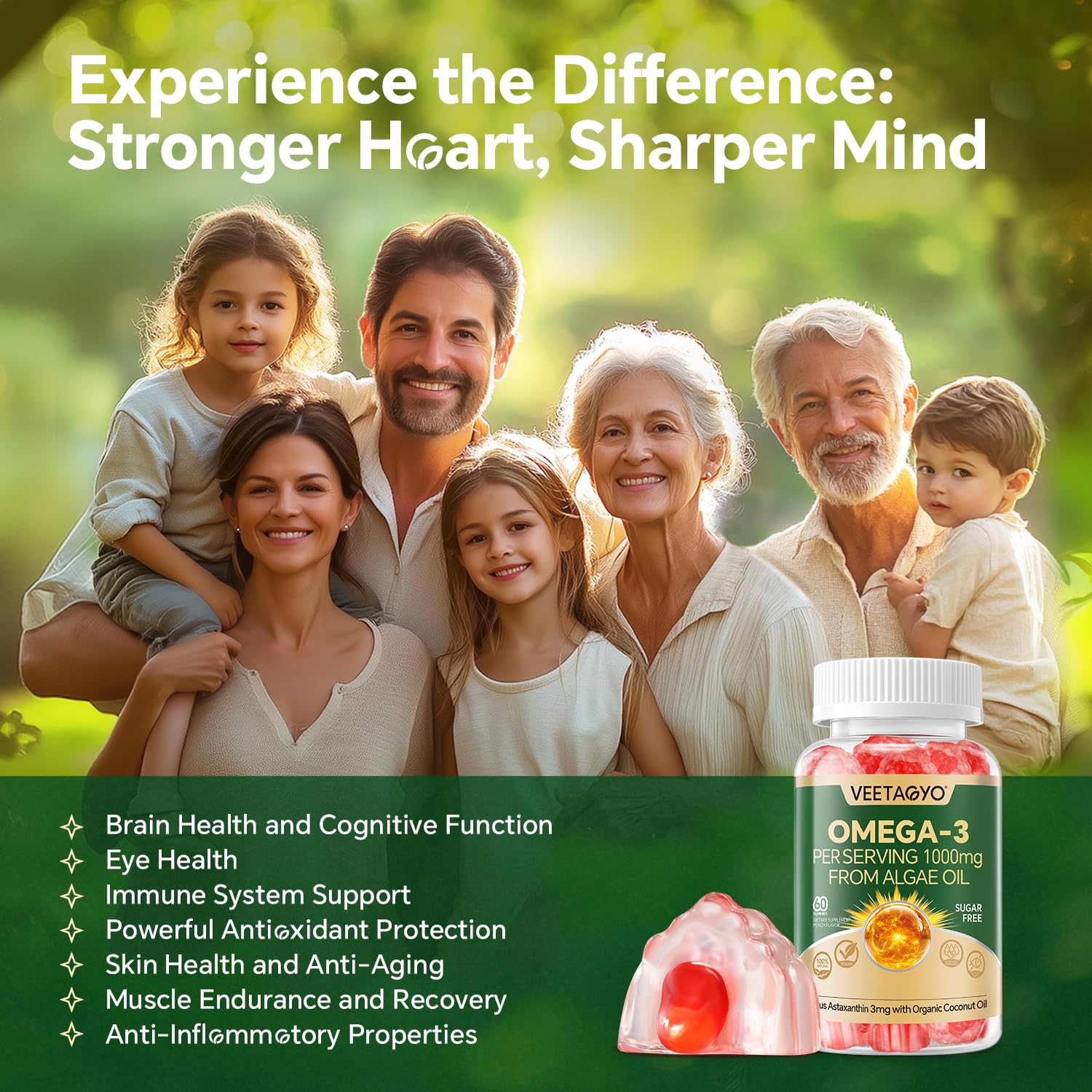 60-count bottle of marine algae omega-3 gummies