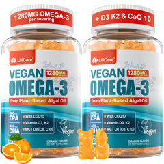 Vegan omega-3 gummies bottle made from algae