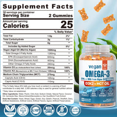 Algae-derived EPA and DHA in vegan omega-3 gummies