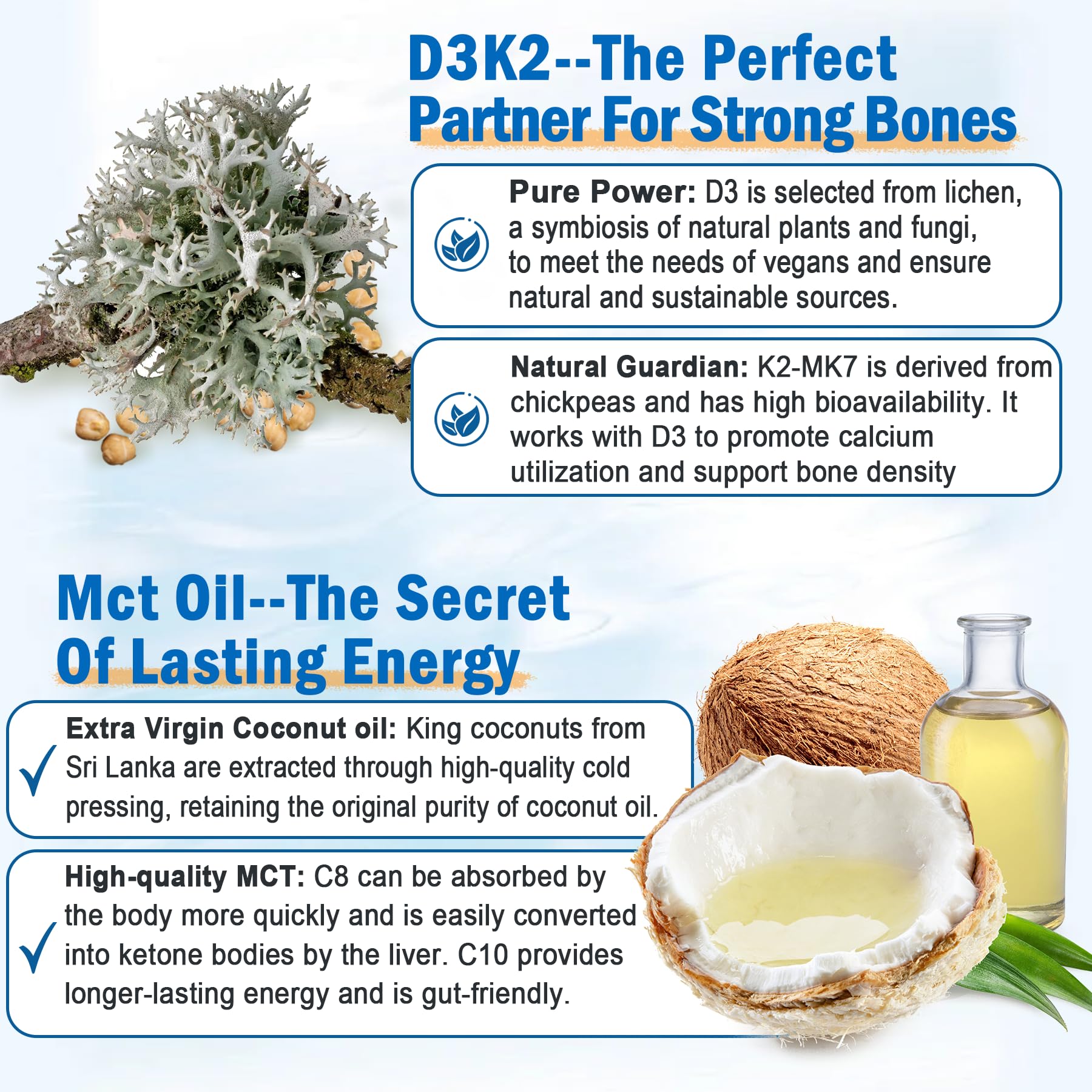 Orange-flavored sugar-free vegan omega-3 gummies