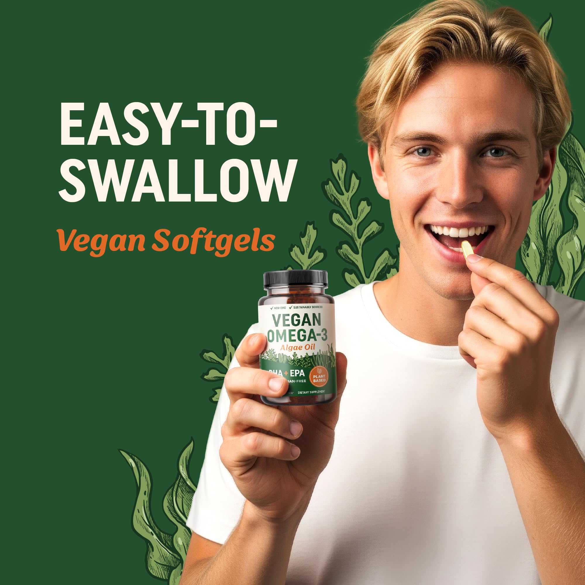 Icons showing Non-GMO, vegan, and gluten-free