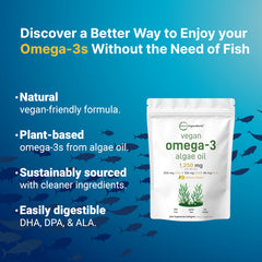 Close-up of lemon-flavored vegan omega-3 algae oil softgels.