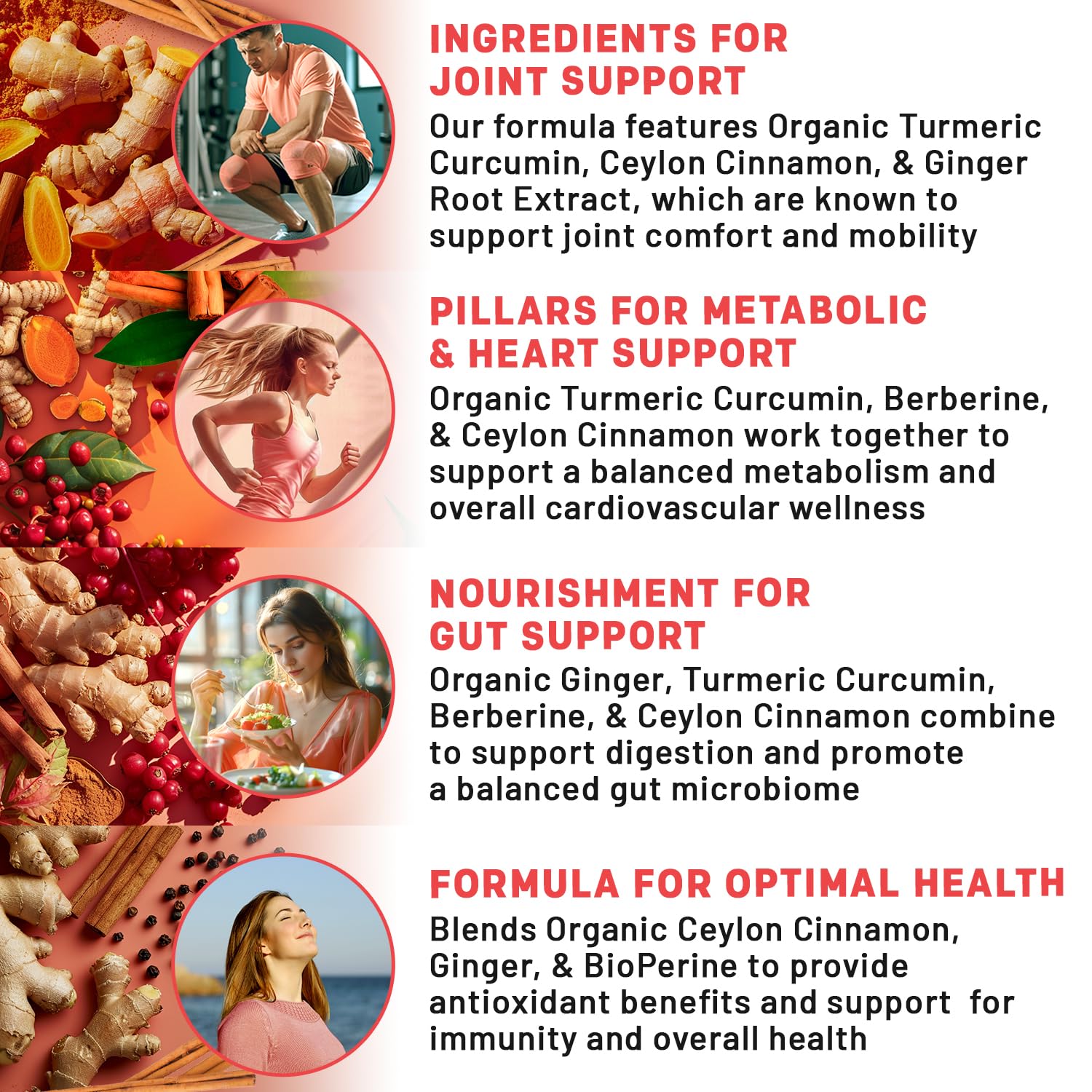 Vegan organic turmeric-curcumin capsules with berberine, cinnamon and ginger