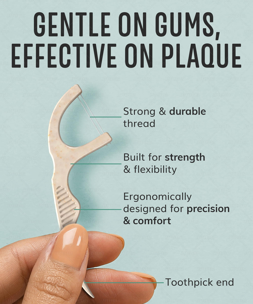 Vegan PFOS-free dental floss picks