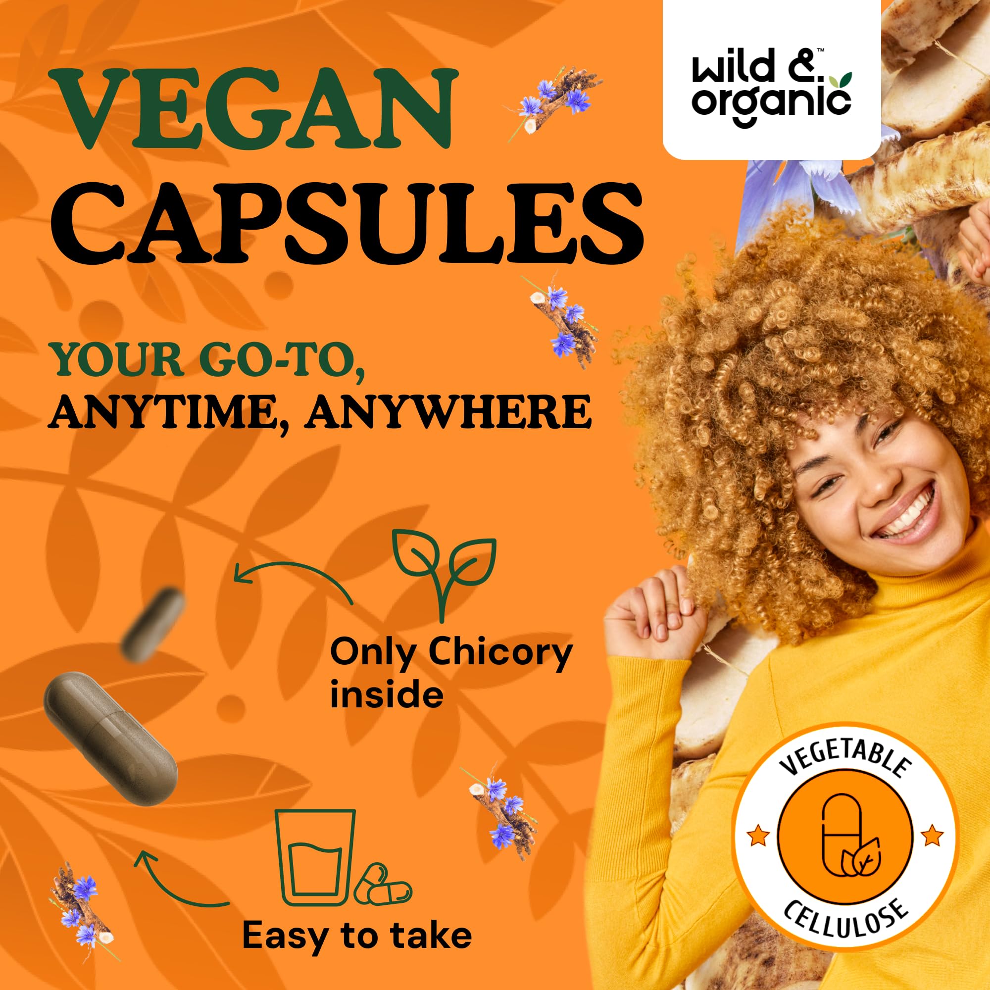 Non-GMO, vegan chicory root inulin supplement label