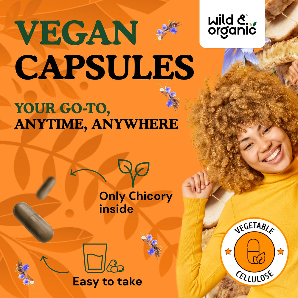 Non-GMO, vegan chicory root inulin supplement label