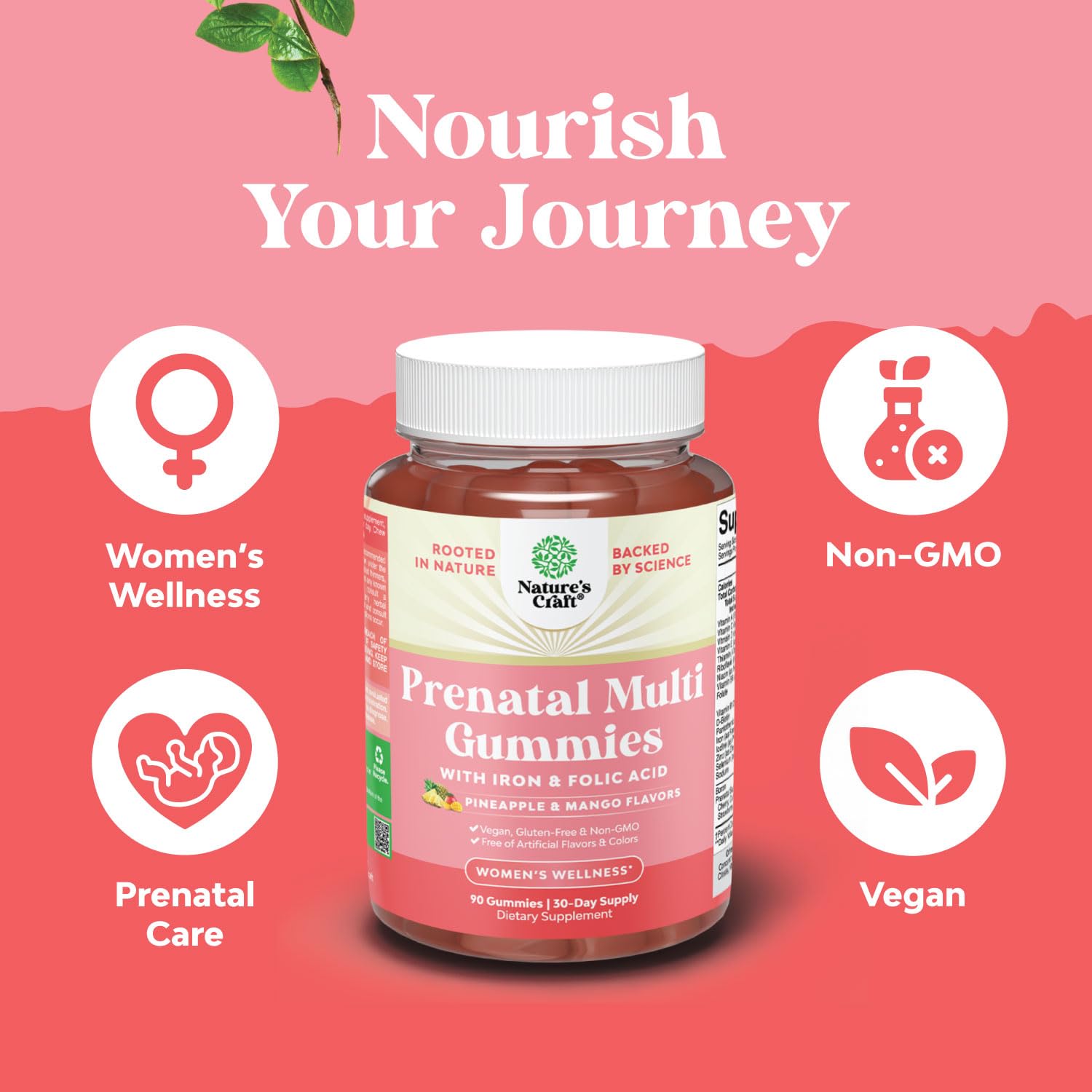 Pineapple Mango flavor imagery for prenatal gummies