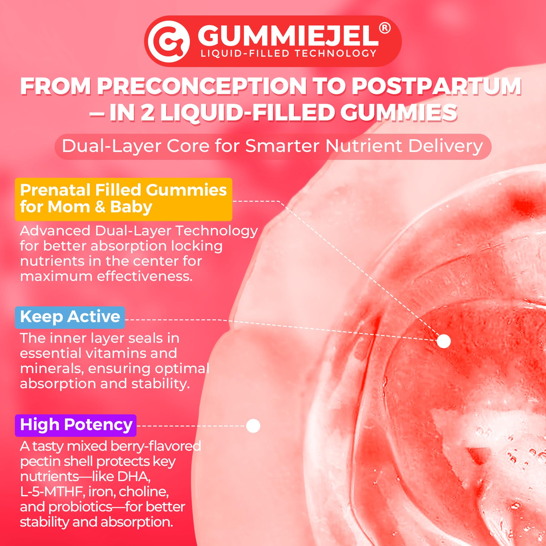 Sugar-free vegan prenatal gummies