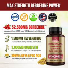 Vegan, non-GMO, gluten-free Berberine supplement bottle