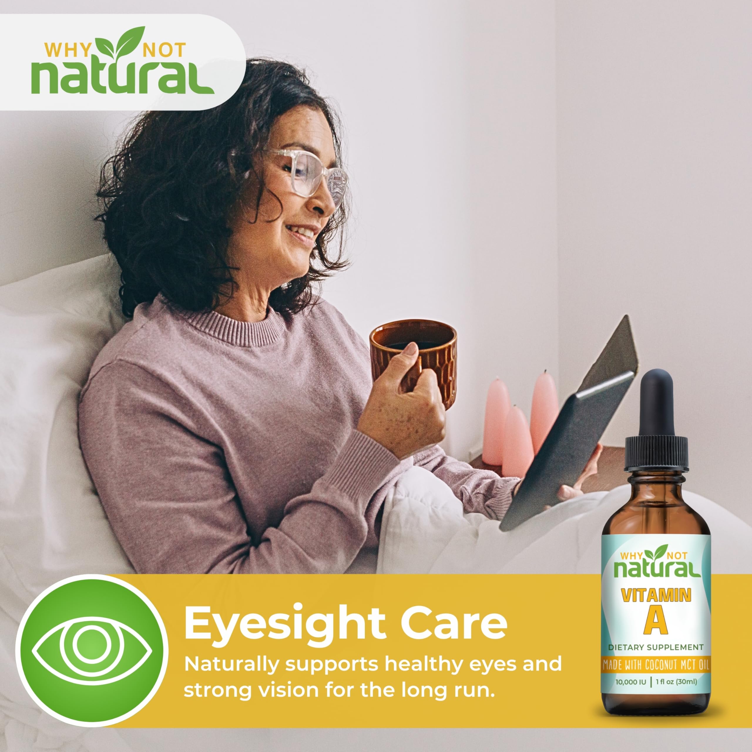 Ingredient panel showing retinyl palmitate and coconut MCT oil