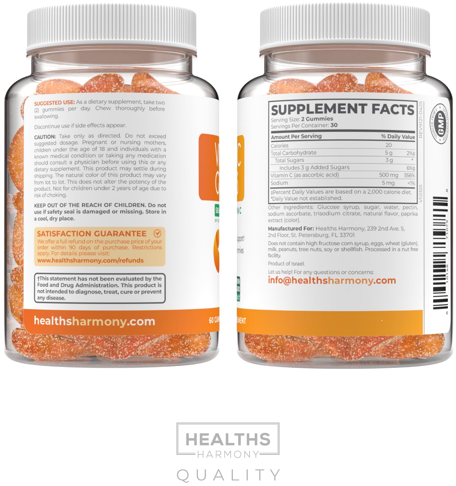 Non-GMO vegan vitamin C gummies with plant-based ingredients